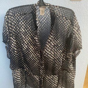 Chico's Black and White Size 3 Sheer Button Down  Blouse